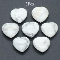 3Pcs, Assorted Natural Crystal Heart Stones Bulk Polished Healing Crystal Hearts for DIY Jewelry, Meditation, Reiki & Valentine's Day Gifts 3Pcs/20mm-White Turquoise
