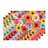 4pcs Vibrant Daisy Placemats – Washable & Non-Slip, Perfect for Kitchen, Dining, Parties, Weddings & Festive Decor 30x45cm-4PC