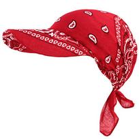 Unisex Ladies Male Bandana Turban Square Scarf Hat Boho Paisley Floral Tie Knot Back Cotton Baseball Cap Headscarf Sun Visor H Practical Use raudona