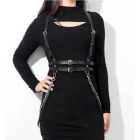 Women Trend Punk Belt Suspenders Chest Fashion Leather Waist Belt Female Street Style Decoration Gothic Clothing Accessories black