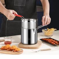All-in-one Stainless Steel Deep Fryer For Household Use, Deep Fryer, Oil-Splashing Small Deep Fryer, French Fries Deep… More white