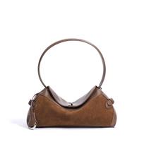 Autumn Winter Suede Solid Color Tote Bag Unique Minimalist Casual Shoulder Bag Resort Style Stylish Crossbody Versatile Handbag about 34x10x16 cm ruda