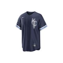 Nike Replica Baseball Jersey Striped Logo Print V-Neck Single-Breasted Short Sleeve T-Shirt Men Tops Blue T770RYCCROY-CC4 M