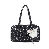 Korean Polka Dot Tote Bag With Bow Decor Sweet Large Capacity Shoulder Bag Girls Casual Daily Commute Handbag 31x10x17cm juoda