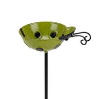 Rust-resistant Bird Water Feeder Iron Art Metal Garden Stake Bee Watering Station  Patio Decor žalia