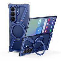 Oatsbasf Z dėklas, skirtas Samsung Galaxy Z Fold 7, Buferinis dėklas su 360° pasukamu magnetiniu metaliniu stoveliu, Minimalistinis rėmelio neturintis dangtelis Galaxy Z Fold7 mėlyna