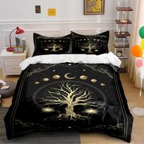Golden Tree and Moon Phases Bedding Set Bedding set (1 duvet cover, 2 pillowcases, duvet not included) 135x200cm