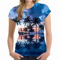 Cool and Fun Street Trendy T-shirts Fashionable 3D Palm Tree Printed Women's T-shirts XS