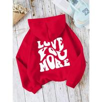 Love You More Letter Hoodie Women Warm Spring Autumn Woman Hoodies Red Hoody Casual Pullover Clothing S