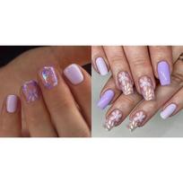 48Pcs Square Press on Nail Glossy Design French Fake Nail Acrylic False Nail,Artificial Nail Glues on Nail for Womens 1