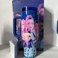 Demon Hunt Group Large Capacity Ice Cup Stainless Steel Handle Anime Thermos Cup 1.1L-2L mėlyna