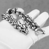 Vintage Viking Ouroboros Bracelet Stainless Steel Hip Hop Punk Jewelry for Men Biker Fashion Accessory 19cm