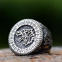2025 NEW Men's 316L Stainless Steel Viking wolf head animal High Quality  Jewelry Amulet Ring for gift free shipping 10