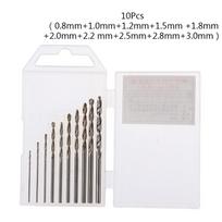 10Pcs/Box Mini Drill Hss Bit 0.8Mm-3.0Mm Straight Shank Pcb Twist Drill Bits Set 0.8-3.0MM
