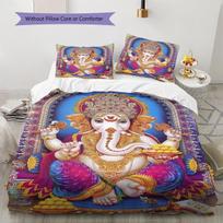 Ganesha Pattern Bedding Quilt Set Quilt Cover Pillowcase Home Decoration Gift (1 * duvet cover + 2 * pillowcase, without core) 135x200cm