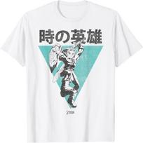 Nintendo Legend Of Zelda Link Kanji Triangle Poster T-Shirt S balta