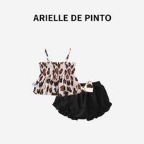 French Arielle De Pinto Children's Swimwear Summer Leopard Print Set Beach Vacation Two-Piece Triangle Swimsuit Leopard print 100