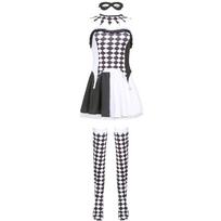 Drag queen, vampyro klouno kostiumas, Helovino kostiumas, demono kostiumas, cosplay languotas arlekino kostiumas S