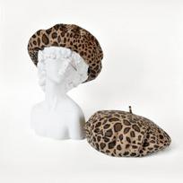 Women's Retro Leopard Print Wool Beret Hat M leopardo rašto spalva