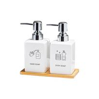 Reusable Press Type Liquid Dispenser Bottle Ceramic NonMetallic Portable Design for Shampoo Soap Lotion Friendly Home Use
