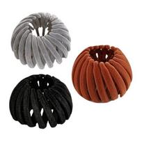 3Pcs Bird Nest Hair Clip Expandable Flocking Ponytail Holder Lazy Bird Nest Plate Hairpin Hair Bun Maker Thin Thick Fine