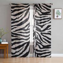 Zebrinės odos tekstūros permatomos užuolaidos Modernūs tiulio užuolaidų komplektai svetainei, miegamajam, langų dekoravimui 135W x 114H(cm) gray