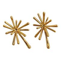 Creative Fireswork Flower Studs Earrings Metal Texture Geometric Ear Jewelry Suitable for Elegant Women Daily Wear auksas