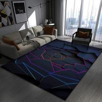 Futuristic Neon Grid Area Rug Non Slip Mat for Gaming Room Living Room Carpet for Tech Inspired Interiors Esport Setup 40X60CM