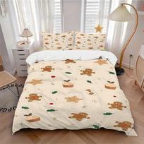 3pcs Gingerbread Christmas Soft and Comfortable Breathability, Bedding Set, Machine Washable, Suitable for All Seasons179 135x200cm