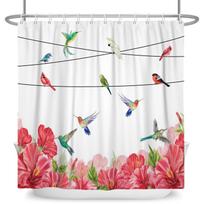 Japanese Ocean Waves Shower Curtain Mount Fuji Cherry Blossoms Floral Waterproof Bathroom Curtains Bathtub Screens Home Decor W60H190(CM)-1 Pcs white