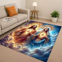 Classic Jesus Virgin Mary Art Living Room Non-Slip Area Rug Soft Carpet for Bedroom Playroom Sofa,Easy Clean Home Decor Doormat 40x60cm( 15x23in )
