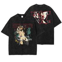 Anime UUzumaki T Shirts Vintage Washed Spiral Into Horror Tshirt Oversize Short Sleeve Tomie Kawakami Tops Tees Girls Cotton S