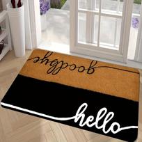 Hello Goodbye Door Mat - Striped Welcome Rug for Front Door, Farmhouse & Laundry Room, Machine Washable Graduation Gift 40cm x 60cm
