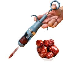 Cherry Pitter Tool for Removing Pits from Cherries Hawthorn and Jujube Fruits Efficient Kitchen Gadget with Easy Grip Handle and Stainless Steel Rod One Size mėlyna