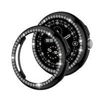 Blizgus deimantinis dėklas Google Pixel Watch 4 45mm 41mm apsaugai, žvilganti kieta PC danga, buferis Google Watch 4 dėklui, priedai Pixel Watch 4 41mm juoda