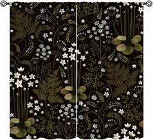 Rustic Forest Blackout Curta Fairy Tale Forest Land Wild Animals Moths And Flowers Moon Star Background Suitable Farmhouse 53x116CM-2PC