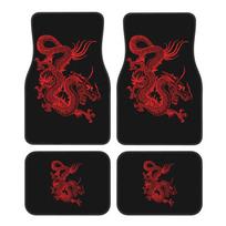 Chinese Dragon Red Print Car Floor Mats Non-Slip Carpets Rugs Front & Rear Car Foot Mats Set of 4 Pieces Auto Accessories Decor juoda