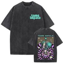 Tame Impala Tour 2026 Album Vintage Washed T-shirt Mens Hip Hop Gothic T-shirts Casual Oversized Short Sleeve T Shirt Streetwear S įvairiaspalvis