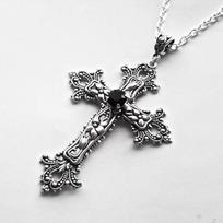 Y2K Punk Crystal Big Cross pakabukai kaklo papuošalai moterims. juoda