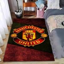 Manchester United logotipas kilimas, raudonas ir juodas sporto gerbėjo dekoras kilimas  Tinka naudoti kaip neslystantis kilimėlis svetainės, miegamojo, sofų 40x60cm( 15x23in ) black