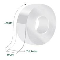 Nano Double Sided Adhesive Tape Strong High Viscosity Transparent Thicken Waterproof And Traceless Acrylic Tape Household Items 20mm*1m*0.8mm white