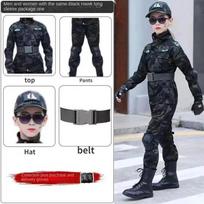 Vaikų specialiųjų pajėgų kovinis uniforma Naujas kamufliažinis treniruočių kostiumas Juodojo erelio kamufliažinis kostiumas Veiklos kostiumas 130 juoda