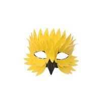 Half Face Bird with Feathers for Halloween Costume Party Masquerade One Size geltona