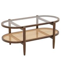 Dviejų pakopų kavos staliukas su stikliniu stalviršiu 102 x 56 x 47 cm