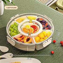 1 vnt. Besisukantis užkandžių padėklas su dangčiu - Apvalus plastikinis maisto laikymo organizatorius - Idealus namams, vakarėliams, vestuvėms ir šventėms Fruit Plate