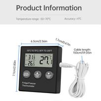 Skaitmeninis šaldytuvo termometras su temperatūros aliarmu, LCD ekranu, skaitmeninis šaldytuvo ir šaldiklio termometras black