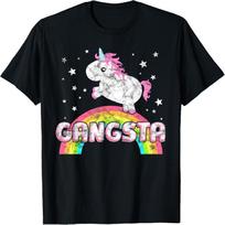 Funny Ironic Cool Unicorn Gangsta Rap Music Festival T-Shirt T-Shirt S juoda
