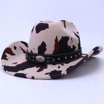 New Western Cowboy Hat European And American Personality Retro Cow Pattern Knight Hat Men'S And Women'S Versatile Jazz Hat M（56-58cm） gray