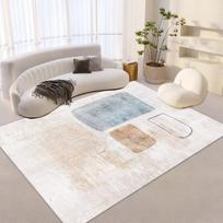 Abstract Minimalist Geometric Pattern Area Rug with Soft Pastel Colors Floor Mat for Living Room Bedroom Modern Home Decoration 40X60CM