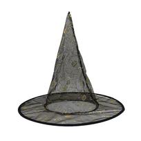 Sequins Witch Hat Party Accessory Cobweb Tulle with Sparkly Sequins